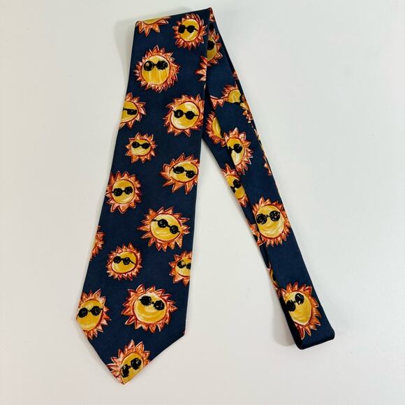 Save The Children Stephanie Age-7 Cool Summer Sun Silk Tie Blue Yellow Mens OS - Picture 6 of 7